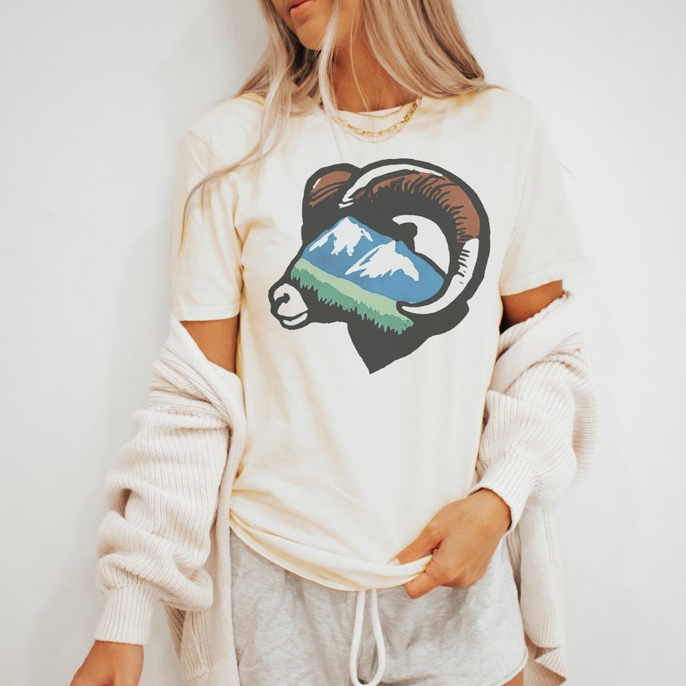 Bighorn Ram Carries a Mountain Range in His Silhouette Tee